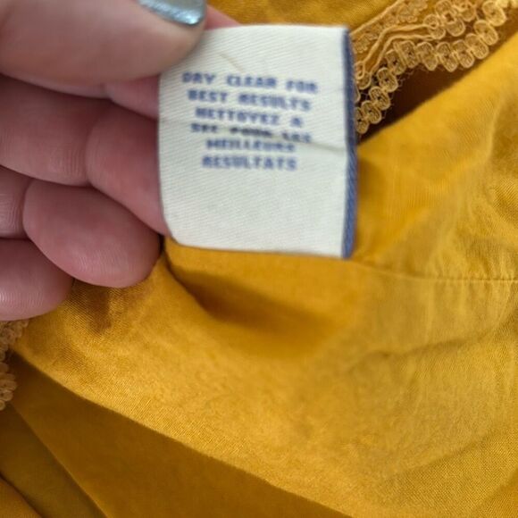 Odille x Anthropologie mustard yellow ruffled dress Sz 2 BOHO - Picture 10 of 10